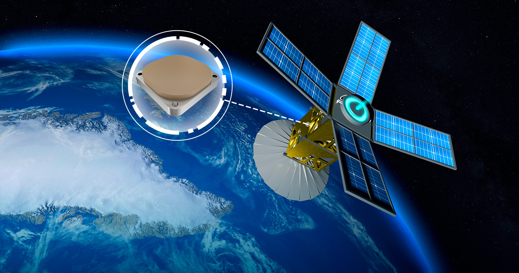 Cubesat with pointer to Antcom antennas